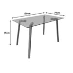 Titta table glass top with metal legs in natural shade 120x70x75cm - Image 5