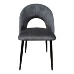 Lovingo chair anthracite velvet with black metal legs, 50x47x85.5cm - Image 4