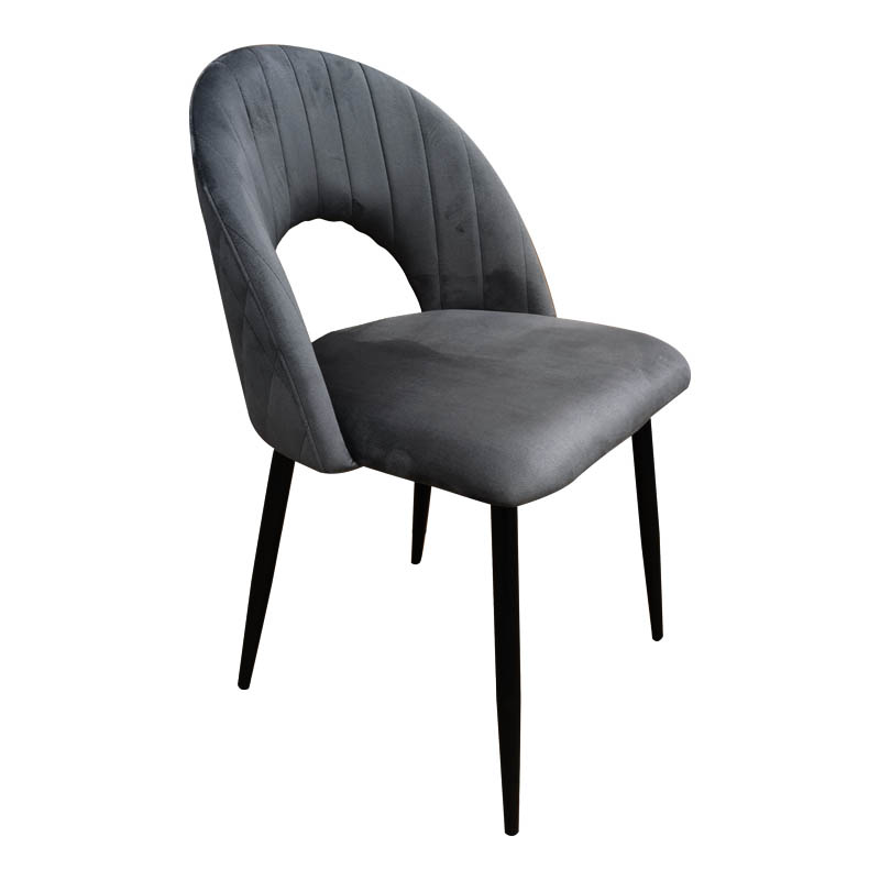 390-000025 Lovingo chair anthracite velvet with black metal legs, 50x47x85.5cm - Image 1