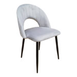 Lovingo chair grey velvet with black metal legs, 50x47x85.5cm