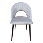 Lovingo chair grey velvet with black metal legs, 50x47x85.5cm - Image 4