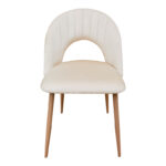 Lovingo chair, beige velvet, with metal legs in natural shade, 50x47x85.5cm - Image 4