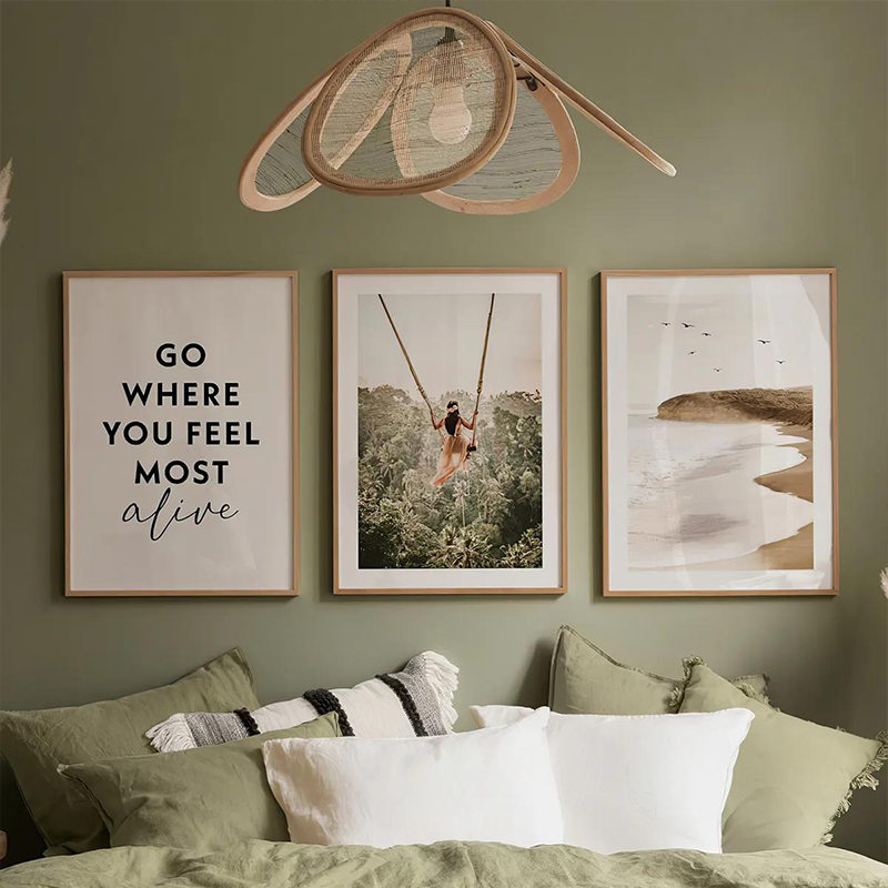 409-000269 Wall art in frame Oralis triptyque with digital print 33x1.5x48cm - Image 1