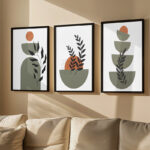 Wall art in frame Corisia triptyque with digital print 33x1.5x48cm