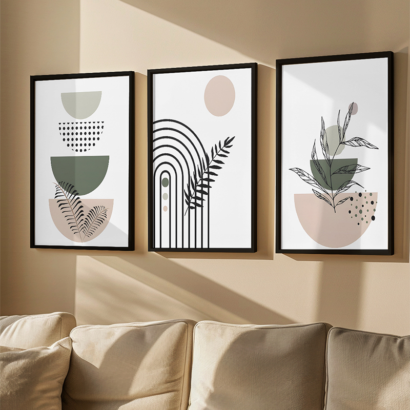 409-000275 Wall art in frame Elyra triptyque with digital print 33x1.5x48cm - Image 1