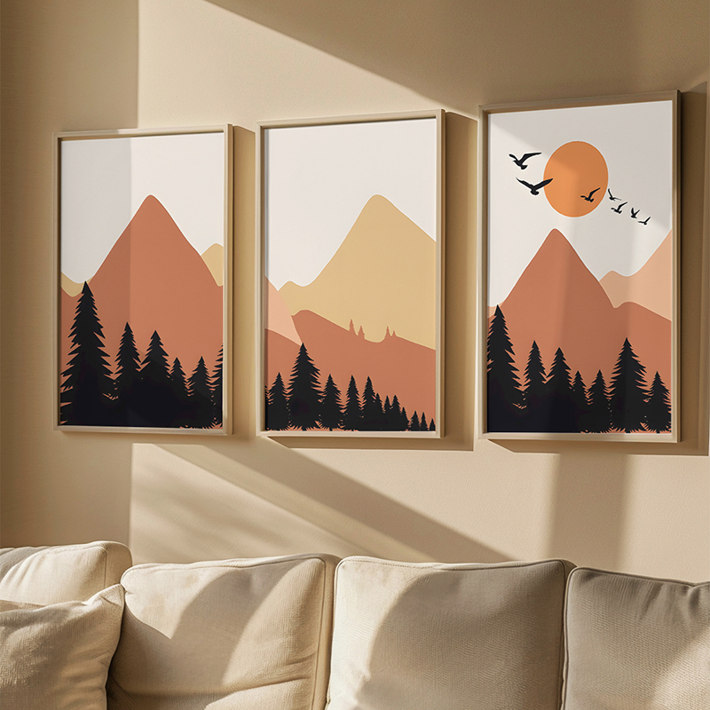 409-000279 Wall art in frame Elsyn six-panel with digital print 33x1.5x48cm - Image 1