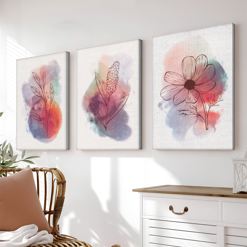 409-000286 Canvas wall art in frame Nerve triptyque with digital print 50x2x70cm - Слика 1