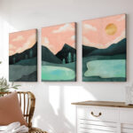 Canvas wall art in frame Anbel triptyque with digital print 40x2x60cm