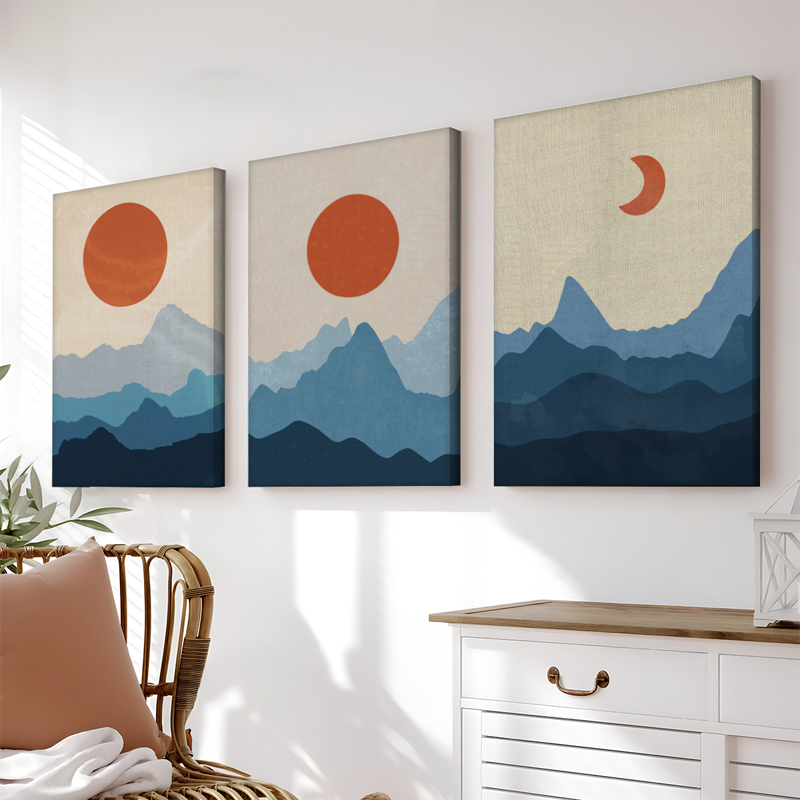409-000291 Canvas wall art in frame Voriel triptyque with digital print 40x2x60cm - Слика 1