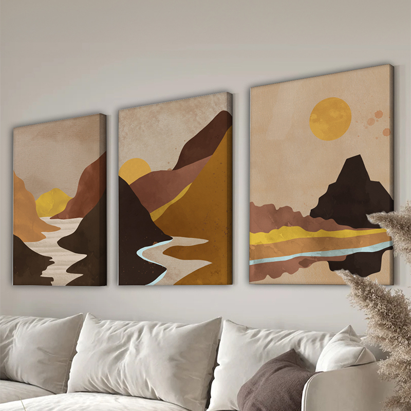 409-000292 Canvas wall art in frame Elthar triptyque with digital print 50x2x70cm - Слика 1