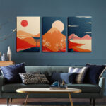 Canvas wall art in frame Mevra triptyque with digital print 50x2x70cm