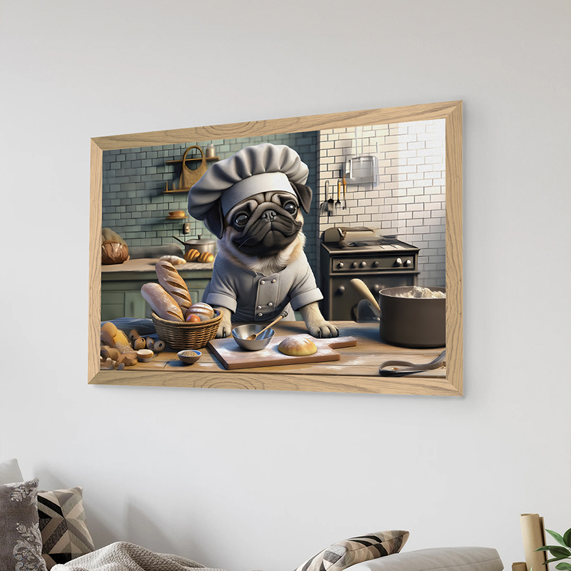 409-000306 Wall art in frame Woof with digital print 48x1.5x33cm - Image 1