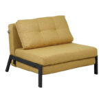 Fancy armchair-bed with yellow fabric and black leg 95x98x70cm