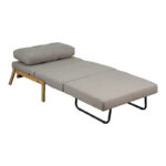 Fancy armchair-bed with beige fabric and natural leg 95x98x70cm - Image 2