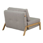Fancy armchair-bed with beige fabric and natural leg 95x98x70cm - Image 3