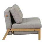Fancy armchair-bed with beige fabric and natural leg 95x98x70cm - Image 4
