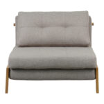 Fancy armchair-bed with beige fabric and natural leg 95x98x70cm - Image 5
