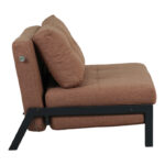 Fancy armchair-bed with brown fabric and black leg 95x98x70cm - Image 4