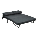 2seat sofa-bed Fancy with fabric in dark grey color and black leg 150x92x77cm - Image 2
