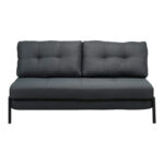 2seat sofa-bed Fancy with fabric in dark grey color and black leg 150x92x77cm - Image 5