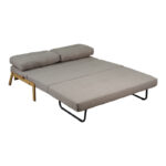 2seat sofa-bed Fancy with fabric in beige color and natural leg 150x92x77cm - Image 2