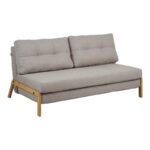 2seat sofa-bed Fancy with fabric in beige color and natural leg 150x92x77cm