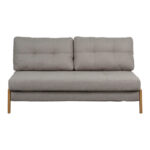 2seat sofa-bed Fancy with fabric in beige color and natural leg 150x92x77cm - Image 5