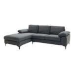 Corner sofa Cohen with right corner fabric dark grey fabric-black metal leg 240x159x83cm