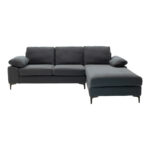 Corner sofa Cohen with left corner fabric dark grey fabric-black metal leg 240x159x83cm - Image 2