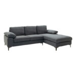 Corner sofa Cohen with left corner fabric dark grey fabric-black metal leg 240x159x83cm