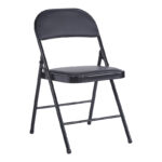 Foldable chair Niro pu-metal in black color 46x46x79cm