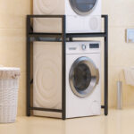 Washer-dryer support shelf Delavar metal black 72x60x116cm - Image 2