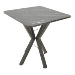Arenya table black marble effect - black metal legs 70x70x72cm