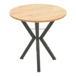Rogue table natural shade with black metal legs D70x72cm - Image 2