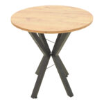 Rogue table natural shade with black metal legs D70x72cm - Image 3