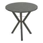 Rogue table black marble look with black metal legs D70x72cm - Image 2