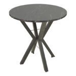 Rogue table black marble look with black metal legs D70x72cm