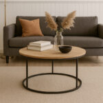 Sikele coffee table natural shade with black metal legs D60x40cm