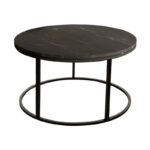Sikele coffee table black marble look with black metal legs D60x40cm - Image 2