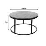 Sikele coffee table black marble look with black metal legs D60x40cm - Image 3