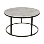 Sikele coffee table white marble top and black metal legs D60x40cm - Image 2