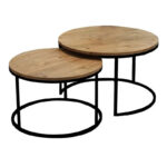 Solme coffee tables 2pcs natural shade with black metal legs - Image 2