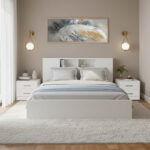 Olympus White Bedroom Set with Bed 140x200cm Set of 3pcs