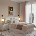 Olympus White Bedroom Set with Bed 140x200cm Set of 2pcs