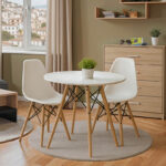 Dining Room with Julita Chairs White and Julita Table White D80x73cm Set of 3pcs