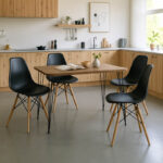 Dining Room with Julita Chairs black and Polkan Oak Table 120x60x73cm Set of 5pcs