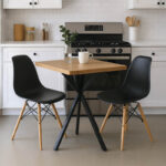 Dining Room with Julita Chairs black and Prestone oak Table 70x70x75cm Set of 3pcs