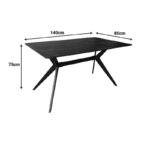 Dining Room with Masebo White Chairs and Ezali Black Table 140x80x75cm Set of 5pcs - Image 4