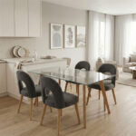 Dining Room with Jonah Anthracite Chairs and Titta Glass Table 120x70x75cm Set of 5pcs