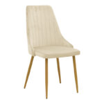 Dining Room with Azori Beige Chairs and Antoro Glass Table D80x75cm Set of 3pcs - Image 3